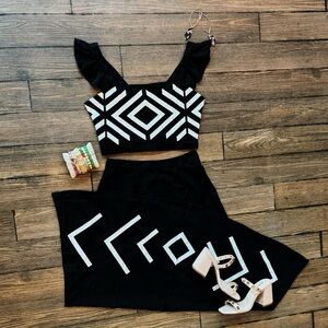 Asymmetrical Black and White Dress